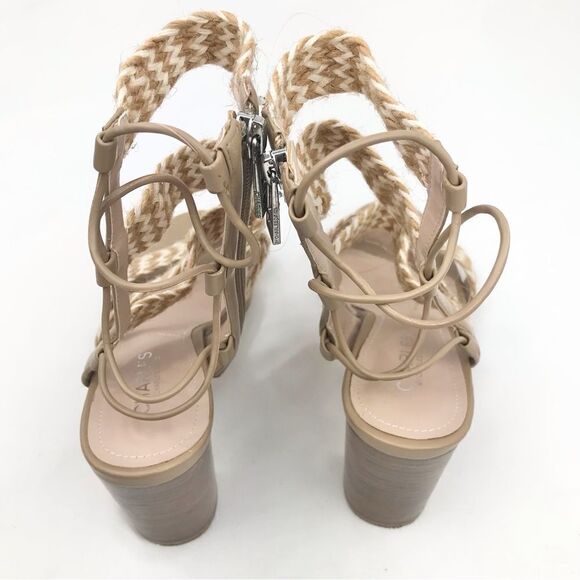 Charles by Charles David ELLA Tan Cream Woven Caged Strappy Block Heel Sandals - Picture 8 of 16